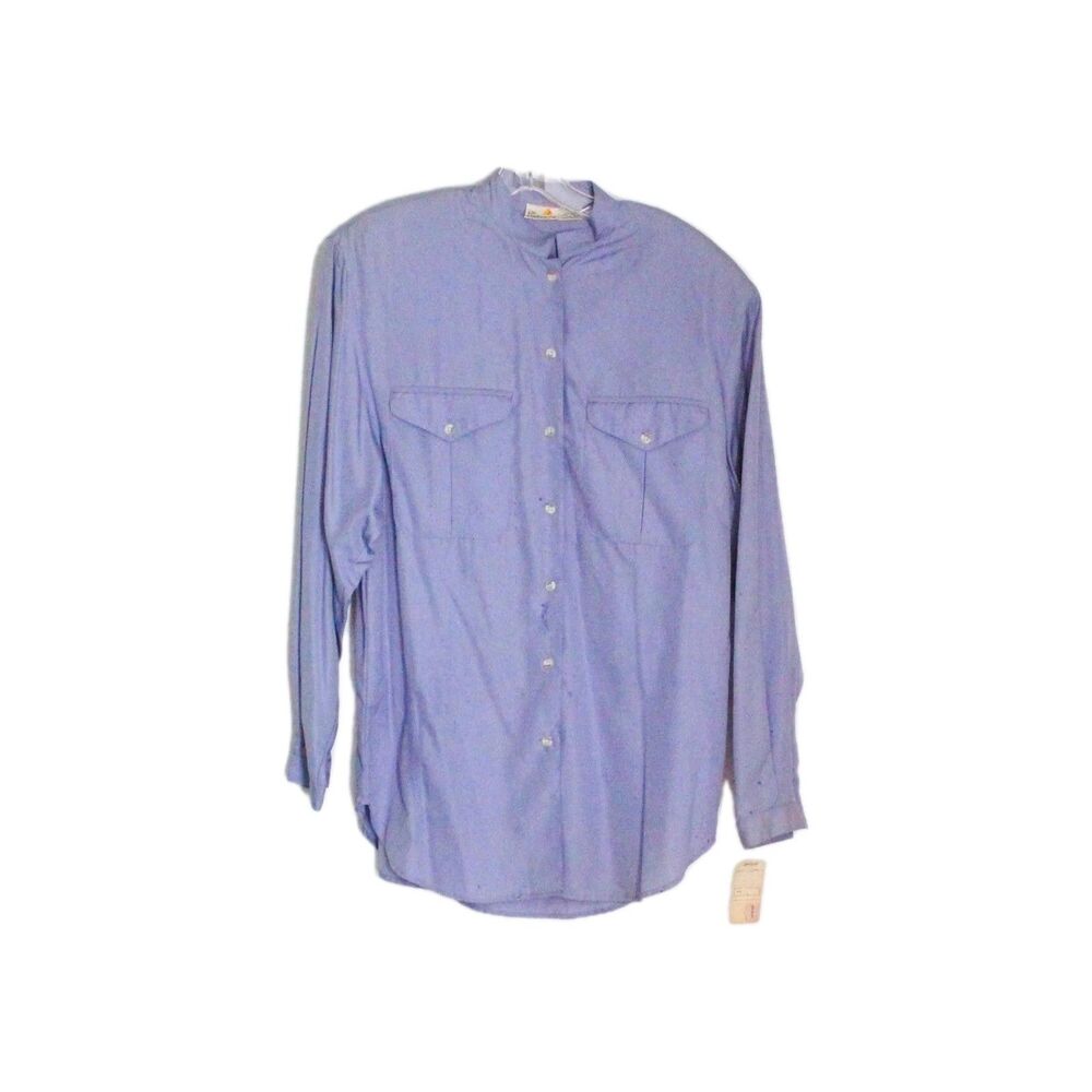 Vintage Liz Claiborne Blouse Purple Long Sleeves Split Collar Sz 6 NWT
